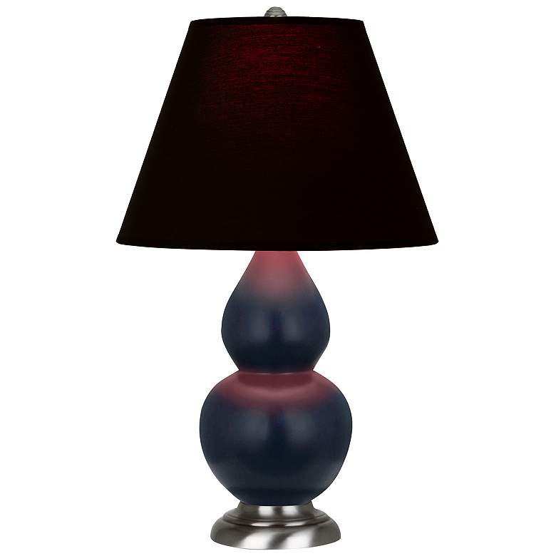 Image 1 Double Gourd 22.75"H Matte Blue And Silver Lamp w/ Ink And Rose Shade