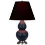 Double Gourd 22.75"H Matte Blue And Silver Lamp w/ Ink And Rose Shade