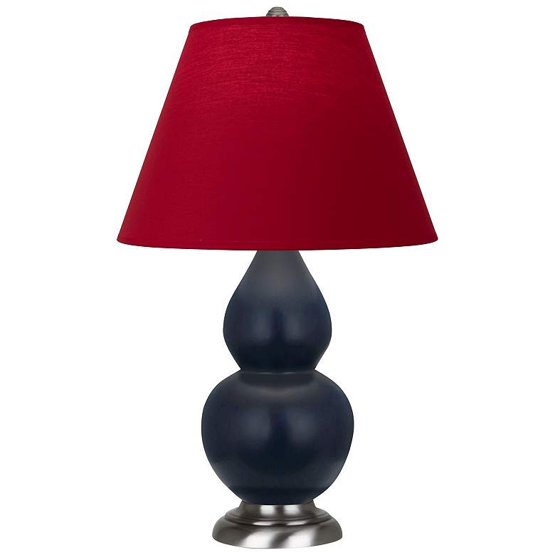 Image 1 Double Gourd 22.75"H Matte Blue And Silver Lamp w/ Rose And Ink Shade
