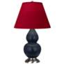 Double Gourd 22.75"H Matte Blue And Silver Lamp w/ Rose And Ink Shade