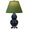 Double Gourd 22.75"H Matte Blue And Silver Lamp w/ Tea And Taupe Shade