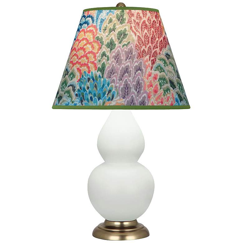 Image 1 Double Gourd 22.75"H Matte Celadon And Brass Lamp w/ Spring Shade