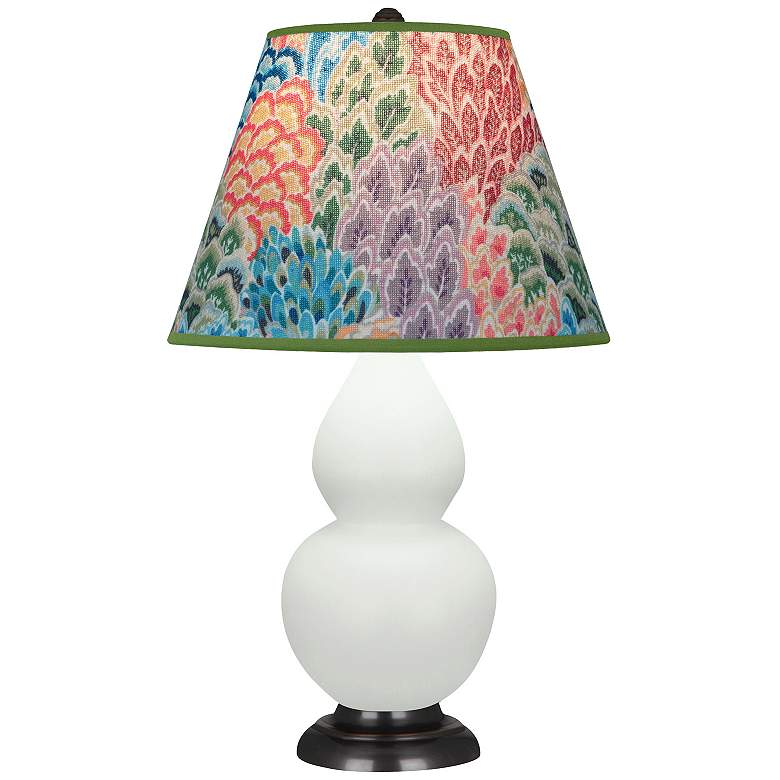 Image 1 Double Gourd 22.75"H Matte Celadon And Bronze Lamp w/ Spring Shade