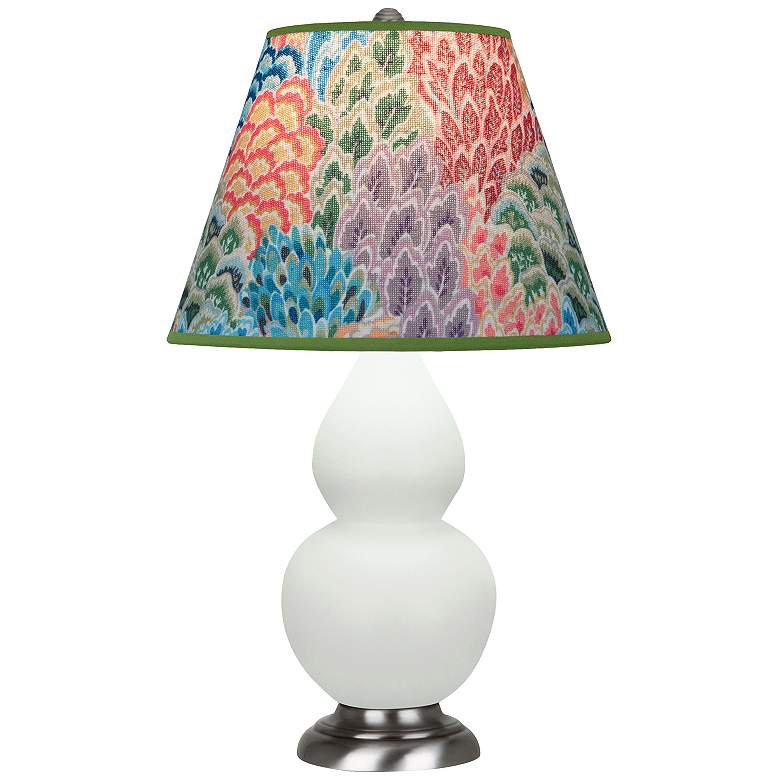 Image 1 Double Gourd 22.75"H Matte Celadon And Silver Lamp w/ Spring Shade