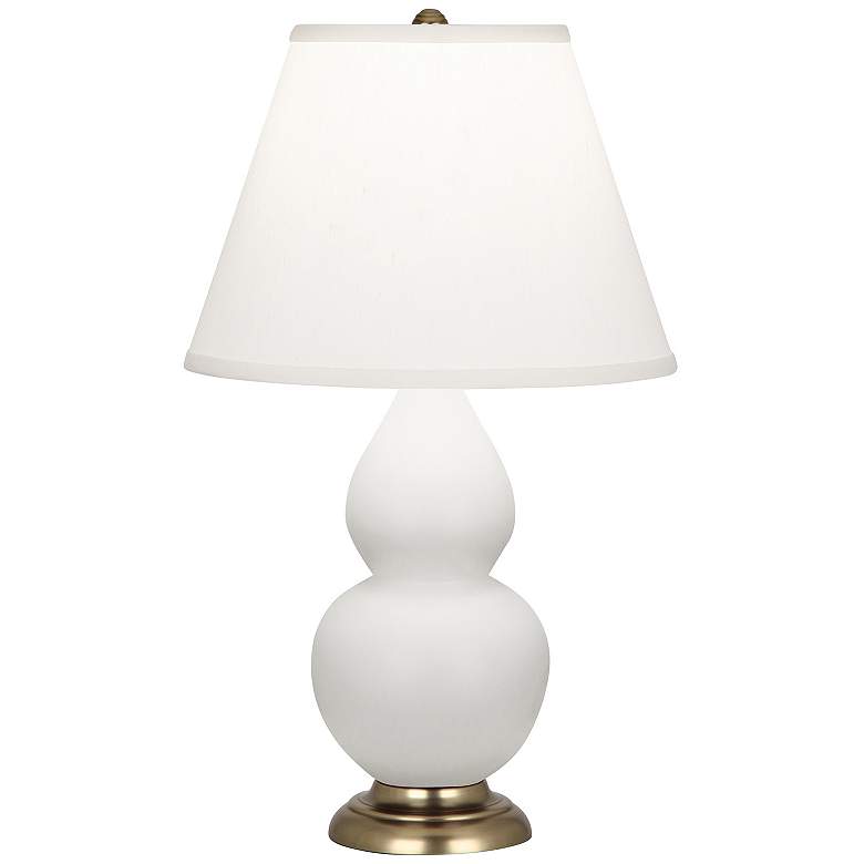 Image 1 Double Gourd 22.75"H Matte Daisy And Brass Accent Lamp w/ Pearl Shade