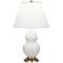 Double Gourd 22.75"H Matte Daisy And Brass Accent Lamp w/ Pearl Shade