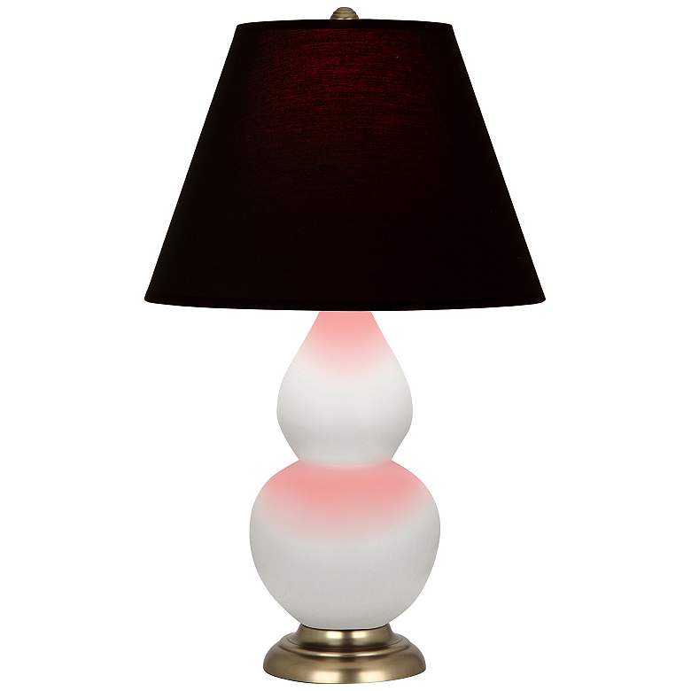 Image 1 Double Gourd 22.75"H Matte Daisy And Brass Lamp w/ Ink And Rose Shade