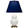 Double Gourd 22.75"H Matte Daisy And Brass Lamp w/ Navy And Gray Shade