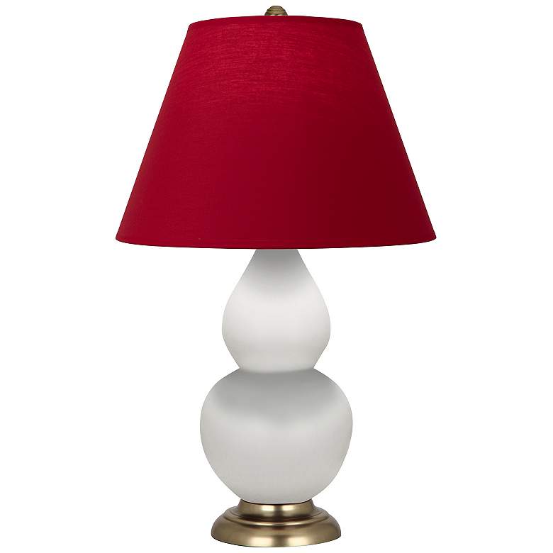 Image 1 Double Gourd 22.75"H Matte Daisy And Brass Lamp w/ Rose And Ink Shade