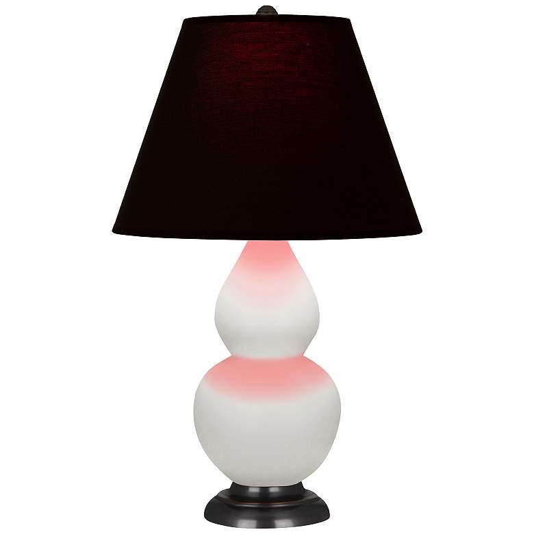 Image 1 Double Gourd 22.75"H Matte Daisy And Bronze Lamp w/ Ink And Rose Shade