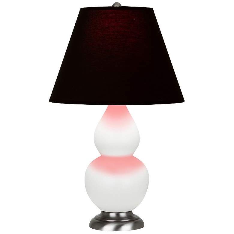 Image 1 Double Gourd 22.75"H Matte Daisy And Silver Lamp w/ Ink And Rose Shade