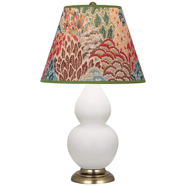 Image 1 Double Gourd 22.75"H Matte Lily And Brass Lamp w/ Fall Floral Shade