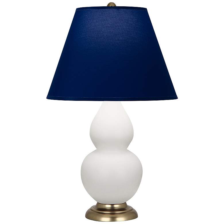Image 1 Double Gourd 22.75"H Matte Lily And Brass Lamp w/ Navy And Gray Shade