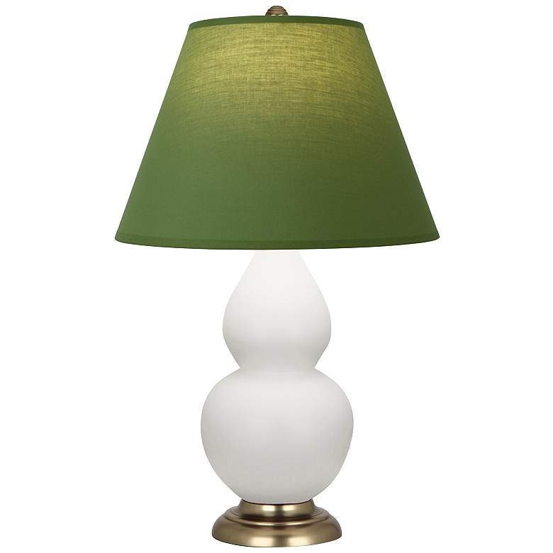 Image 1 Double Gourd 22.75"H Matte Lily And Brass Lamp w/ Tea And Taupe Shade