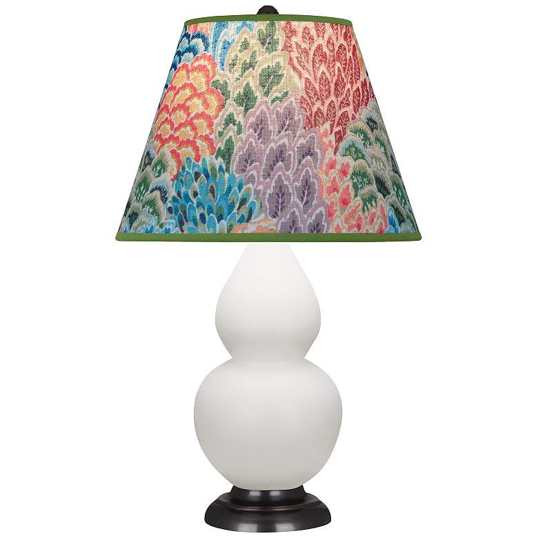 Image 1 Double Gourd 22.75"H Matte Lily And Bronze Accent Lamp w/ Spring Shade