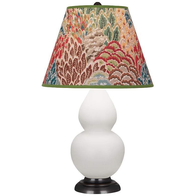 Image 1 Double Gourd 22.75"H Matte Lily And Bronze Lamp w/ Fall Floral Shade