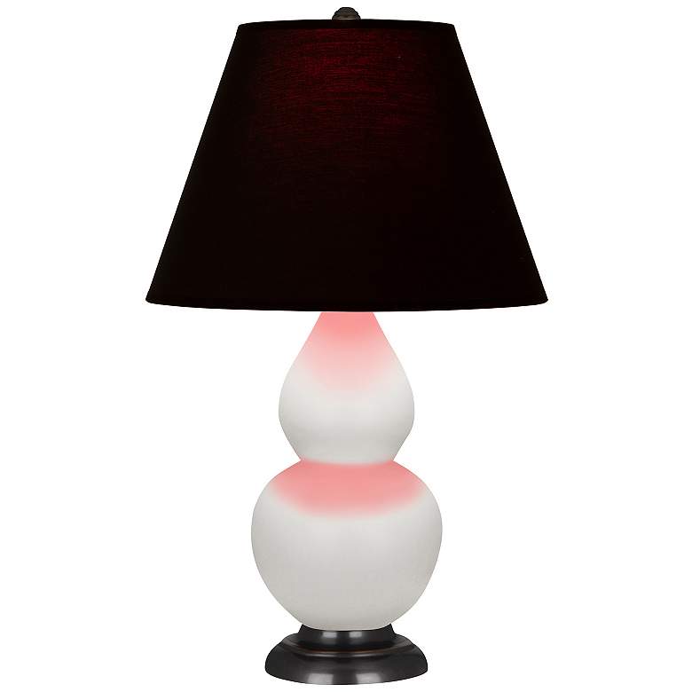 Image 1 Double Gourd 22.75"H Matte Lily And Bronze Lamp w/ Ink And Rose Shade