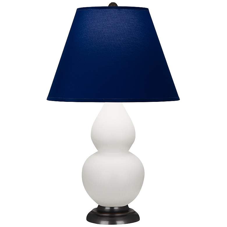 Image 1 Double Gourd 22.75"H Matte Lily And Bronze Lamp w/ Navy And Gray Shade