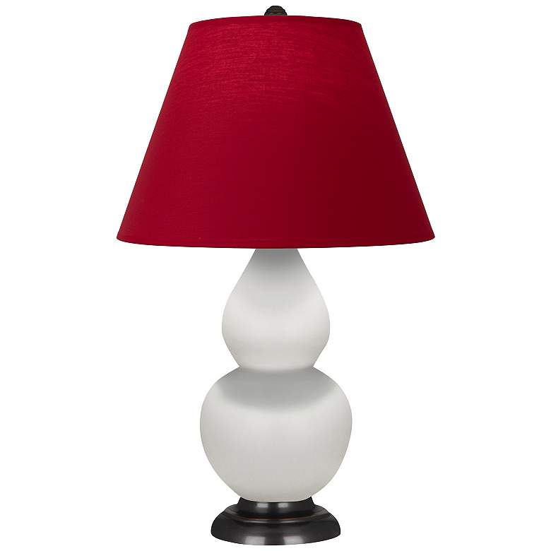 Image 1 Double Gourd 22.75"H Matte Lily And Bronze Lamp w/ Rose And Ink Shade