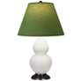 Double Gourd 22.75"H Matte Lily And Bronze Lamp w/ Tea And Taupe Shade