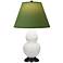Double Gourd 22.75"H Matte Lily And Bronze Lamp w/ Tea And Taupe Shade