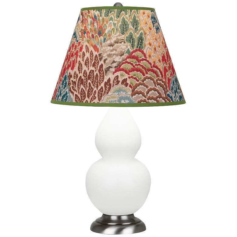 Image 1 Double Gourd 22.75"H Matte Lily And Silver Lamp w/ Fall Floral Shade