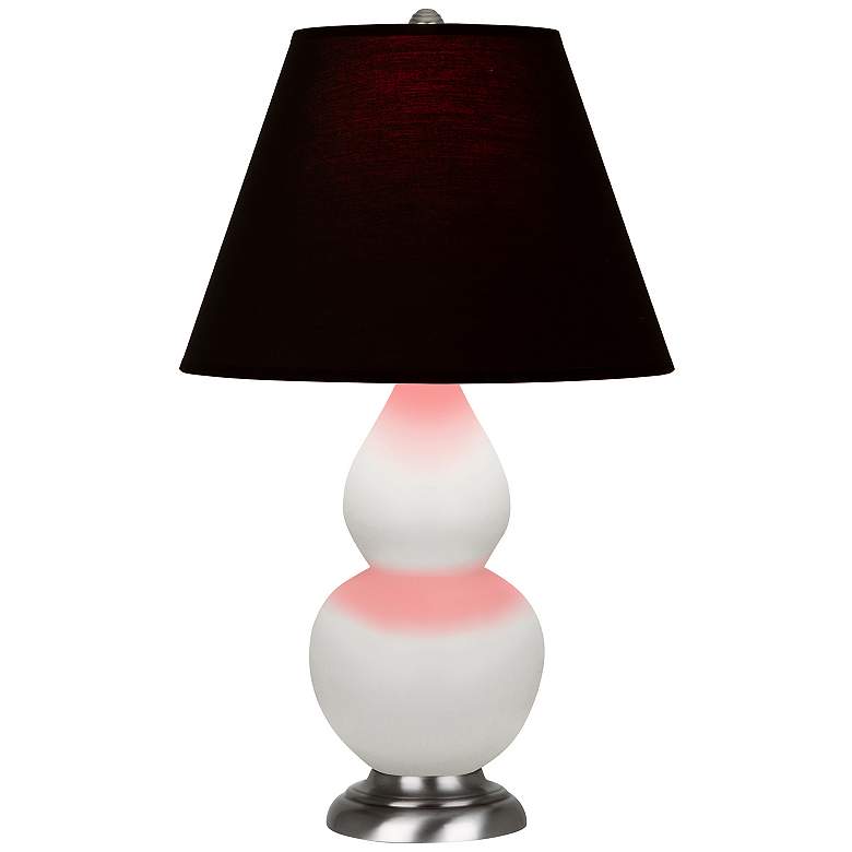 Image 1 Double Gourd 22.75"H Matte Lily And Silver Lamp w/ Ink And Rose Shade