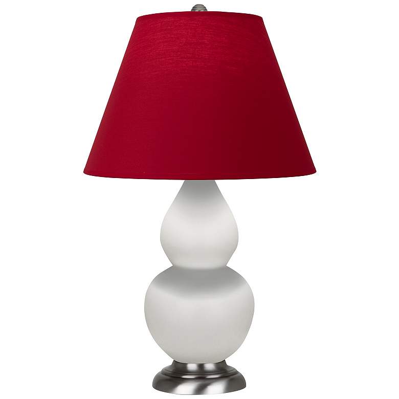 Image 1 Double Gourd 22.75"H Matte Lily And Silver Lamp w/ Rose And Ink Shade