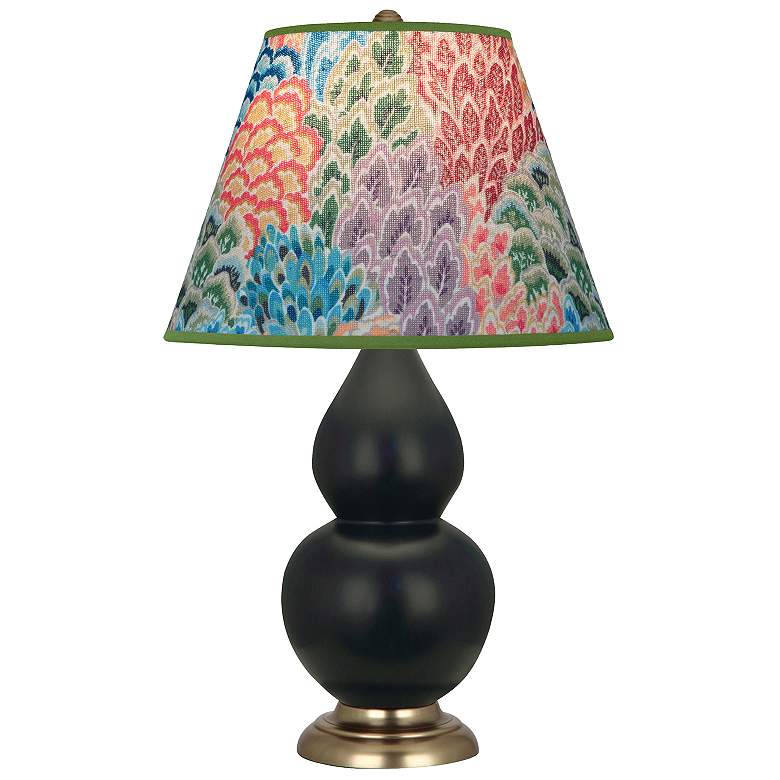 Image 1 Double Gourd 22.75"H Matte Obsidian And Brass Lamp w/ Spring Shade