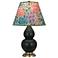 Double Gourd 22.75"H Matte Obsidian And Brass Lamp w/ Spring Shade