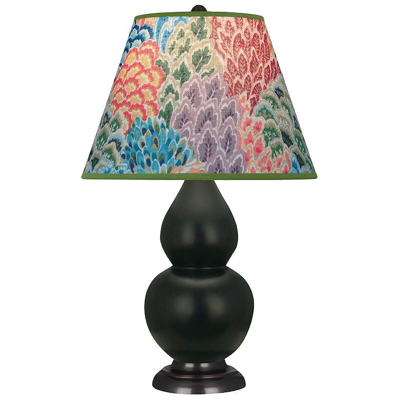 Image 1 Double Gourd 22.75"H Matte Obsidian And Bronze Lamp w/ Spring Shade