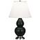 Double Gourd 22.75"H Matte Obsidian And Silver Lamp w/ Pearl Shade