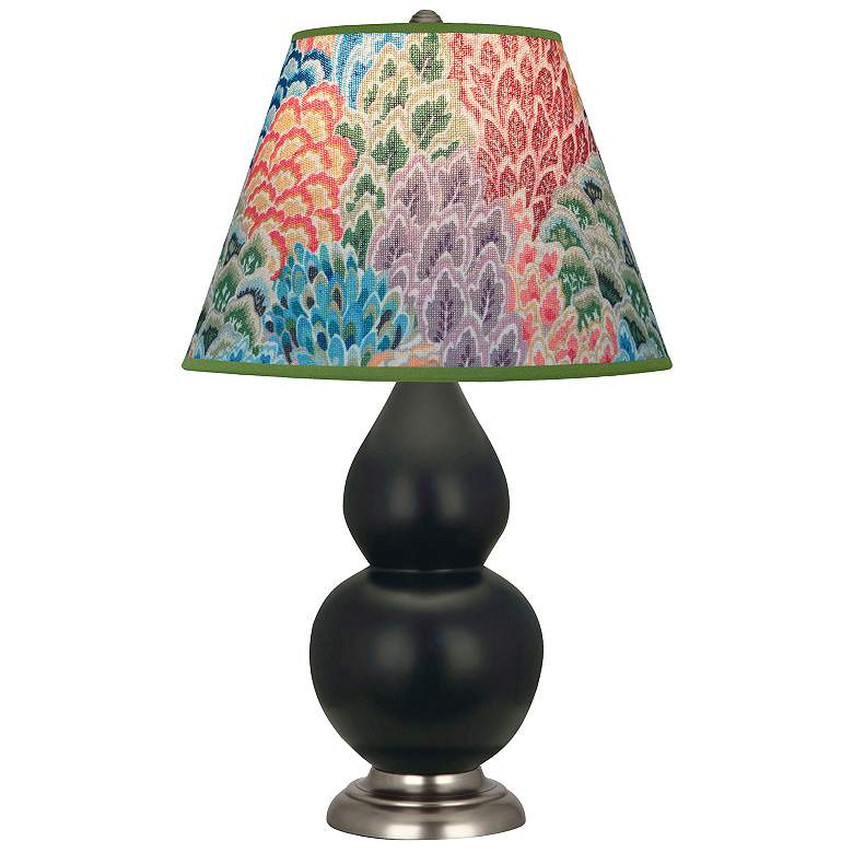 Image 1 Double Gourd 22.75"H Matte Obsidian And Silver Lamp w/ Spring Shade