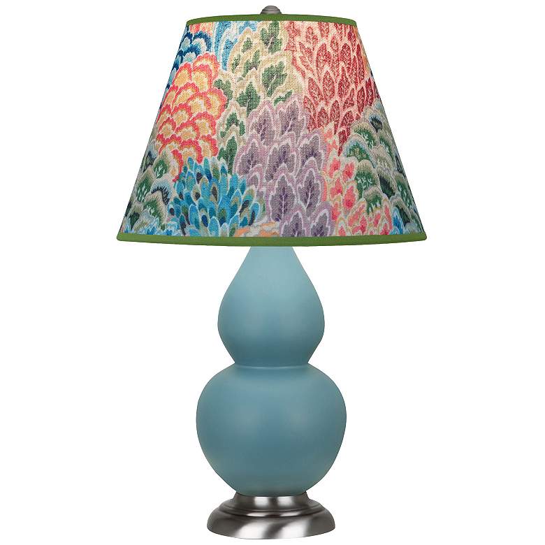 Image 1 Double Gourd 22.75"H Matte Steel Blue And Silver Lamp w/ Spring Shade