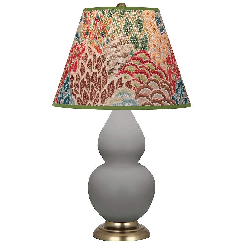 Image 1 Double Gourd 22.75"H Matte Taupe Accent Lamp w/ Fall Floral Shade