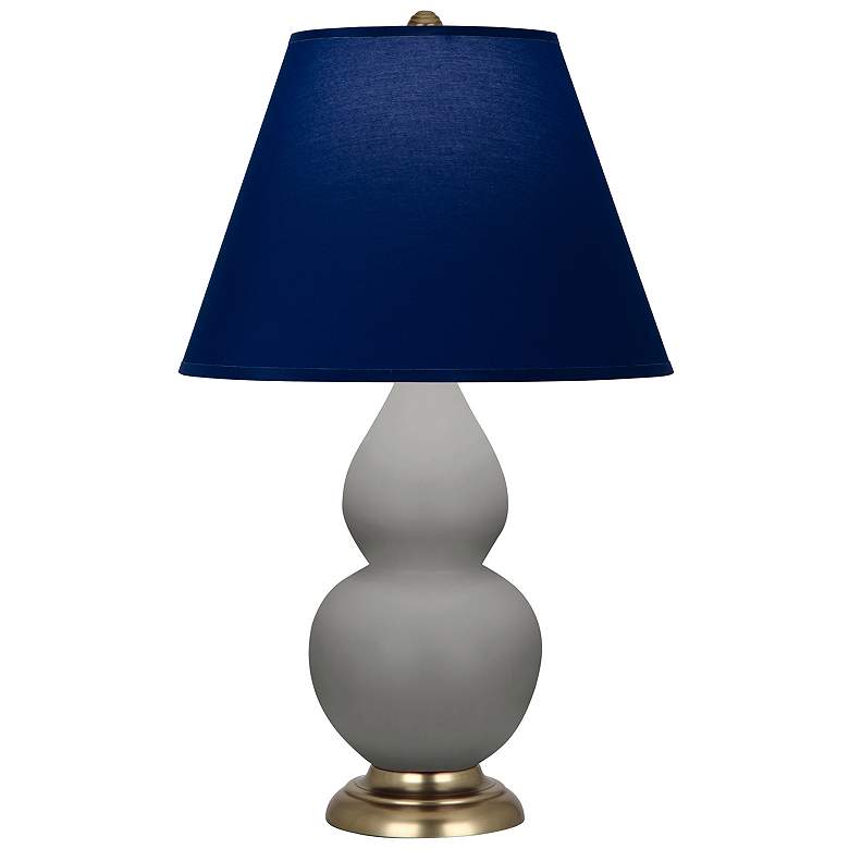 Image 1 Double Gourd 22.75"H Matte Taupe Accent Lamp w/ Navy And Gray Shade