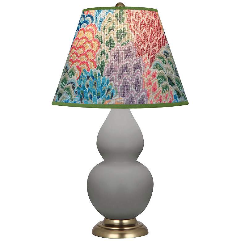 Image 1 Double Gourd 22.75"H Matte Taupe Accent Lamp w/ Spring Floral Shade