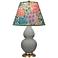Double Gourd 22.75"H Matte Taupe Accent Lamp w/ Spring Floral Shade