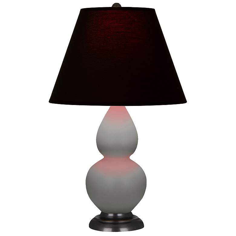 Image 1 Double Gourd 22.75"H Matte Taupe And Bronze Lamp w/ Ink And Rose Shade