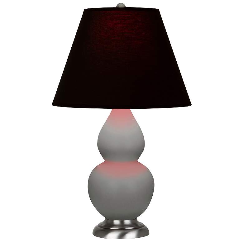 Image 1 Double Gourd 22.75"H Matte Taupe And Silver Lamp w/ Ink And Rose Shade