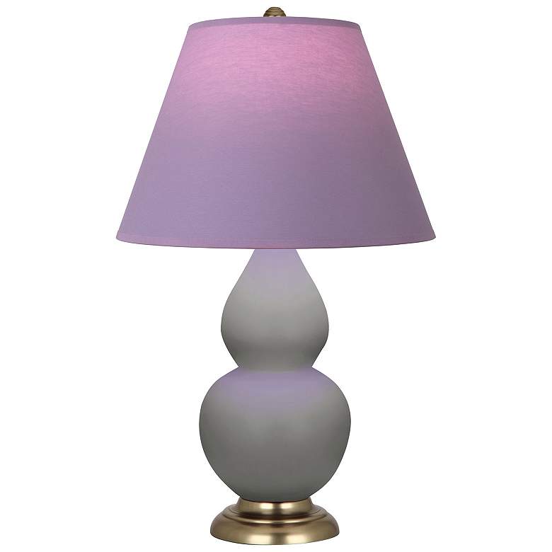 Image 1 Double Gourd 22.75"H Matte Taupe Lamp w/ Lavender And Plum Shade