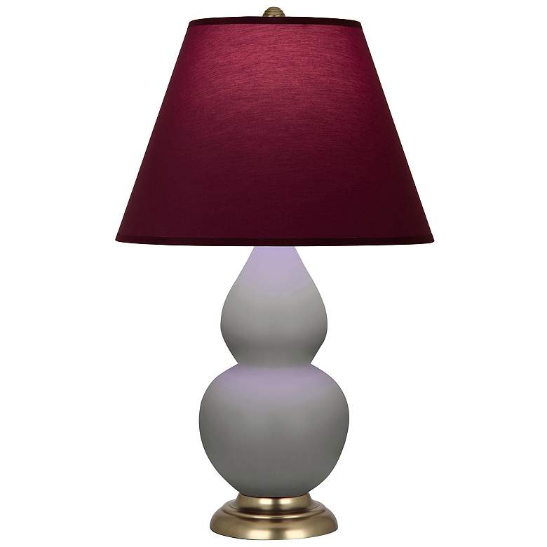 Image 1 Double Gourd 22.75"H Matte Taupe Lamp w/ Plum And Lavender Shade