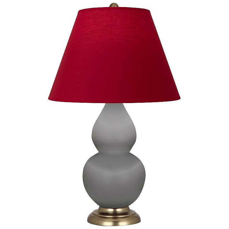 Image 1 Double Gourd 22.75"H Matte Taupe Lamp w/ Rose Red And Ink Black Shade