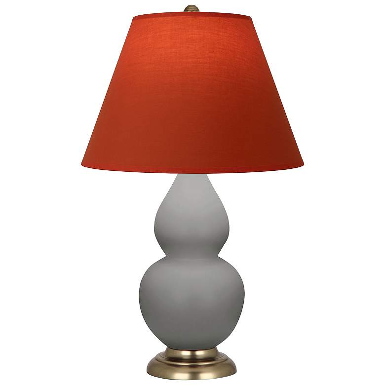 Image 1 Double Gourd 22.75"H Matte Taupe Lamp w/ Tangerine And Taupe Shade