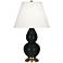 Double Gourd 22.75"H Obsidian And Brass Accent Lamp w/ Pearl Shade