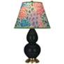 Double Gourd 22.75"H Obsidian And Brass Accent Lamp w/ Spring Shade