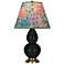 Double Gourd 22.75"H Obsidian And Brass Accent Lamp w/ Spring Shade