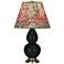 Double Gourd 22.75"H Obsidian And Brass Lamp w/ Fall Floral Shade