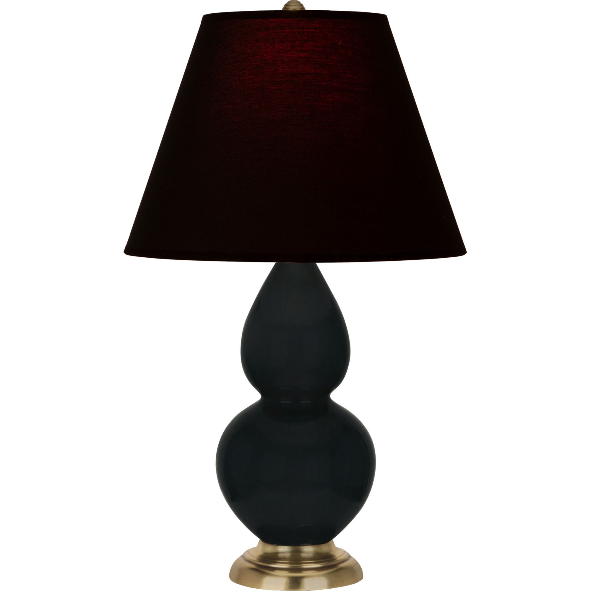 Image 2 Double Gourd 22.75"H Obsidian And Brass Lamp w/ Ink And Rose Shade more views