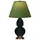 Double Gourd 22.75"H Obsidian And Brass Lamp w/ Tea And Taupe Shade